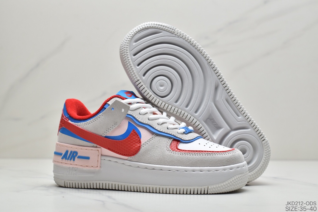 160 公司级耐克Nike WMNS Air Force 1 Shadow全新少女系解构主义设计 马卡龙灰白 Cu8591-101