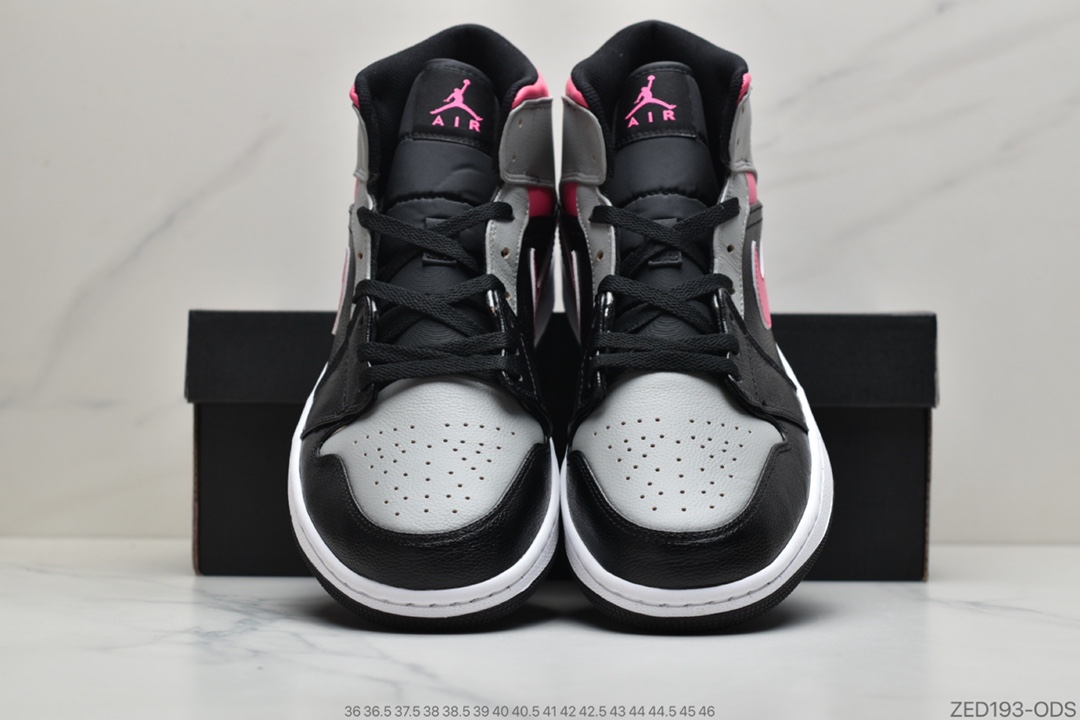 260 公司级乔丹Air Jordan 1 Mid “Shadow”灰黑粉 AJ1 乔1 中帮百搭休闲运动板鞋554724-059