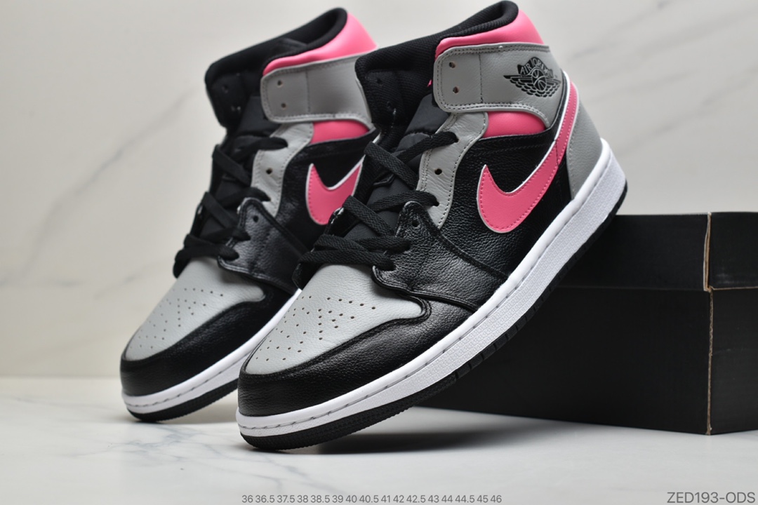 260 公司级乔丹Air Jordan 1 Mid “Shadow”灰黑粉 AJ1 乔1 中帮百搭休闲运动板鞋554724-059