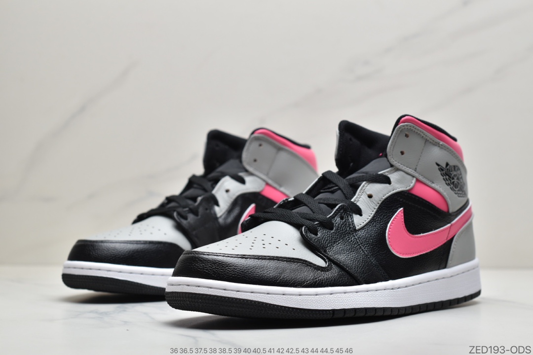260 公司级乔丹Air Jordan 1 Mid “Shadow”灰黑粉 AJ1 乔1 中帮百搭休闲运动板鞋554724-059