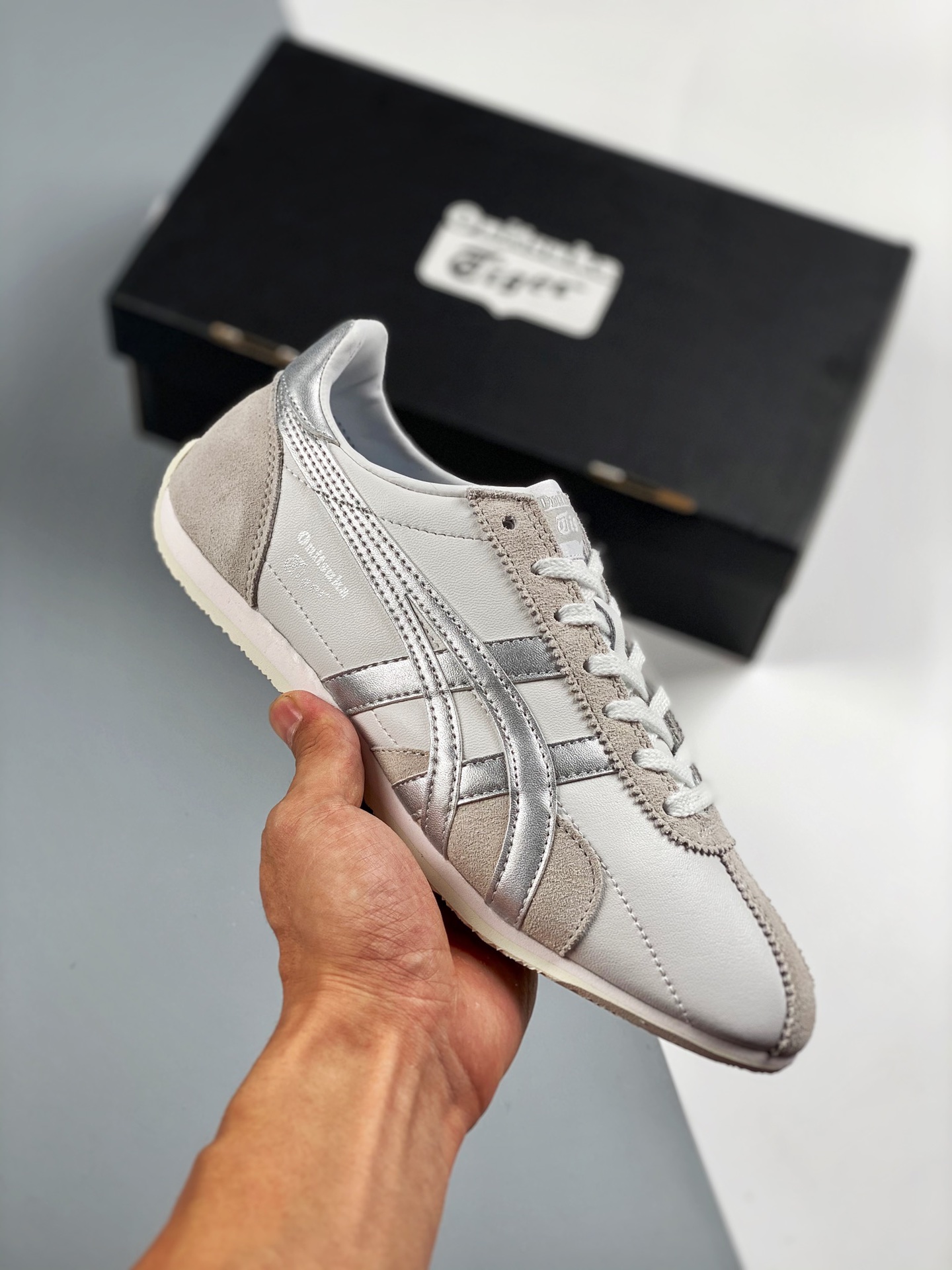 Asics Onitsuka Tiger blanco plata versión escaneable, piel de cordero de primera capa con etiqueta original, alta proba…
