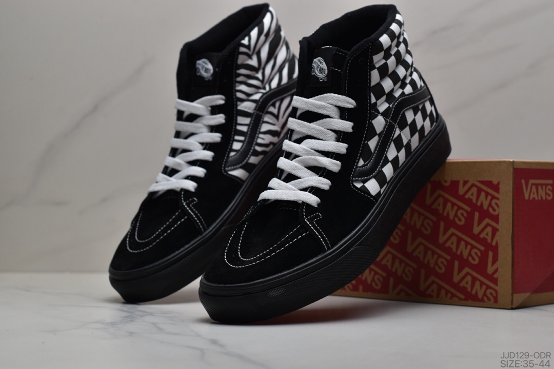 130 公司级 Vans SK8-Hi  棋盘格斑马纹鸳鸯拼接高帮