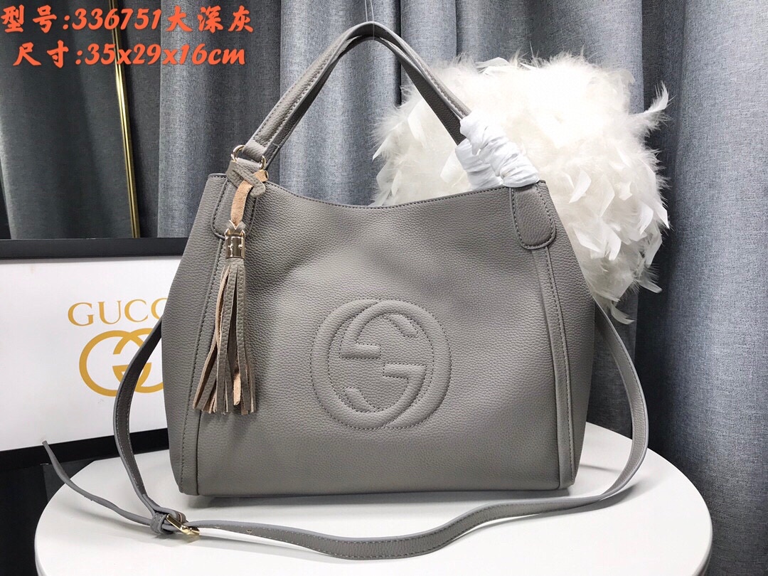 Gucci Soho Dark grey leather 35x29x16cm shoulder everyday
