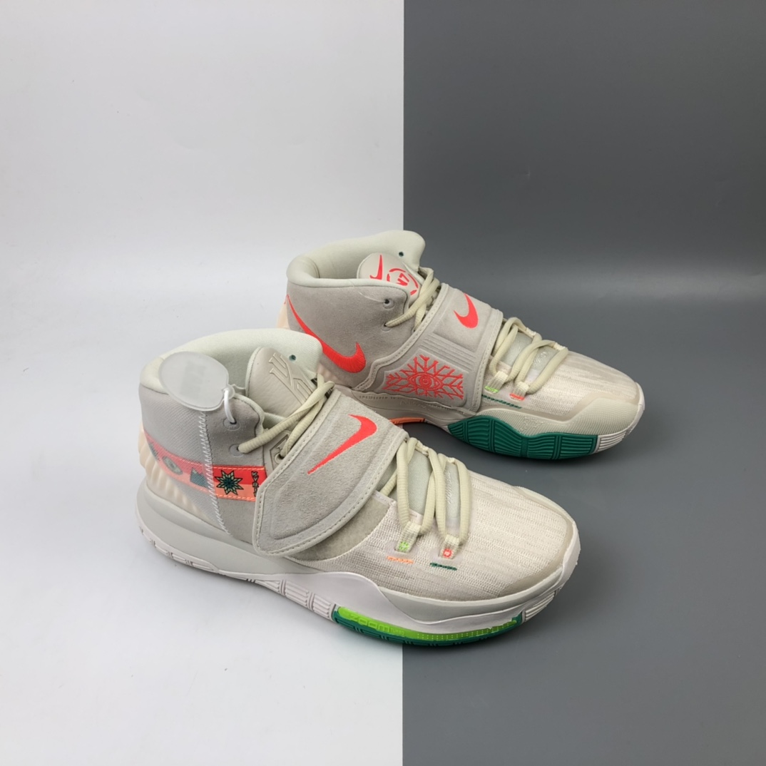 290 纯原灭世版本 Nike Kyrie 6 “米白色 涂鸦”欧文六代6代 实战篮球鞋 CW1785-200