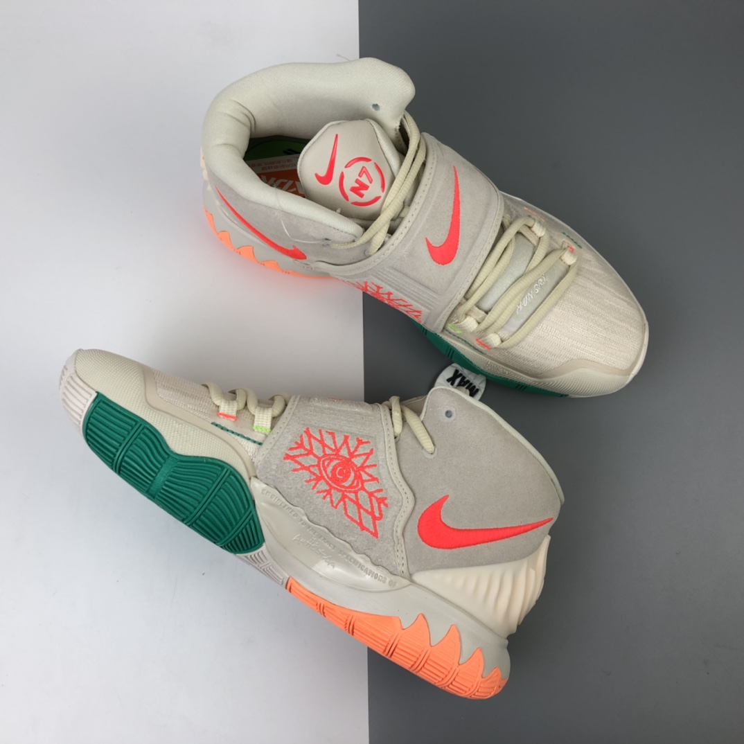 290 纯原灭世版本 Nike Kyrie 6 “米白色 涂鸦”欧文六代6代 实战篮球鞋 CW1785-200