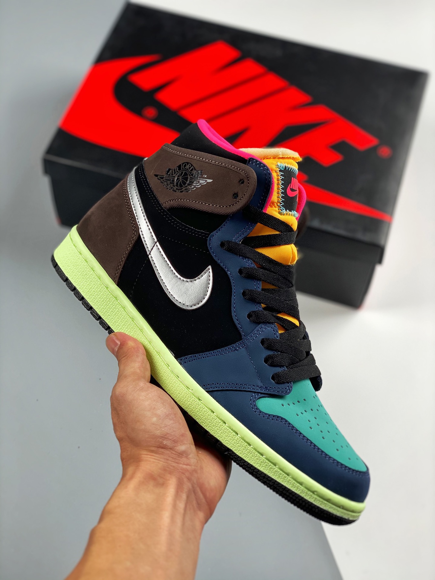 AirJordan 1 Retro "Bio Hack" 彩色拼接 货号555088-201 原楦原档案数据开发#鞋面采用头层皮拼接材质，何处细节都还不错，性价比封顶 Size：36 36.5 37.5 38 38.5 39 40 40.…