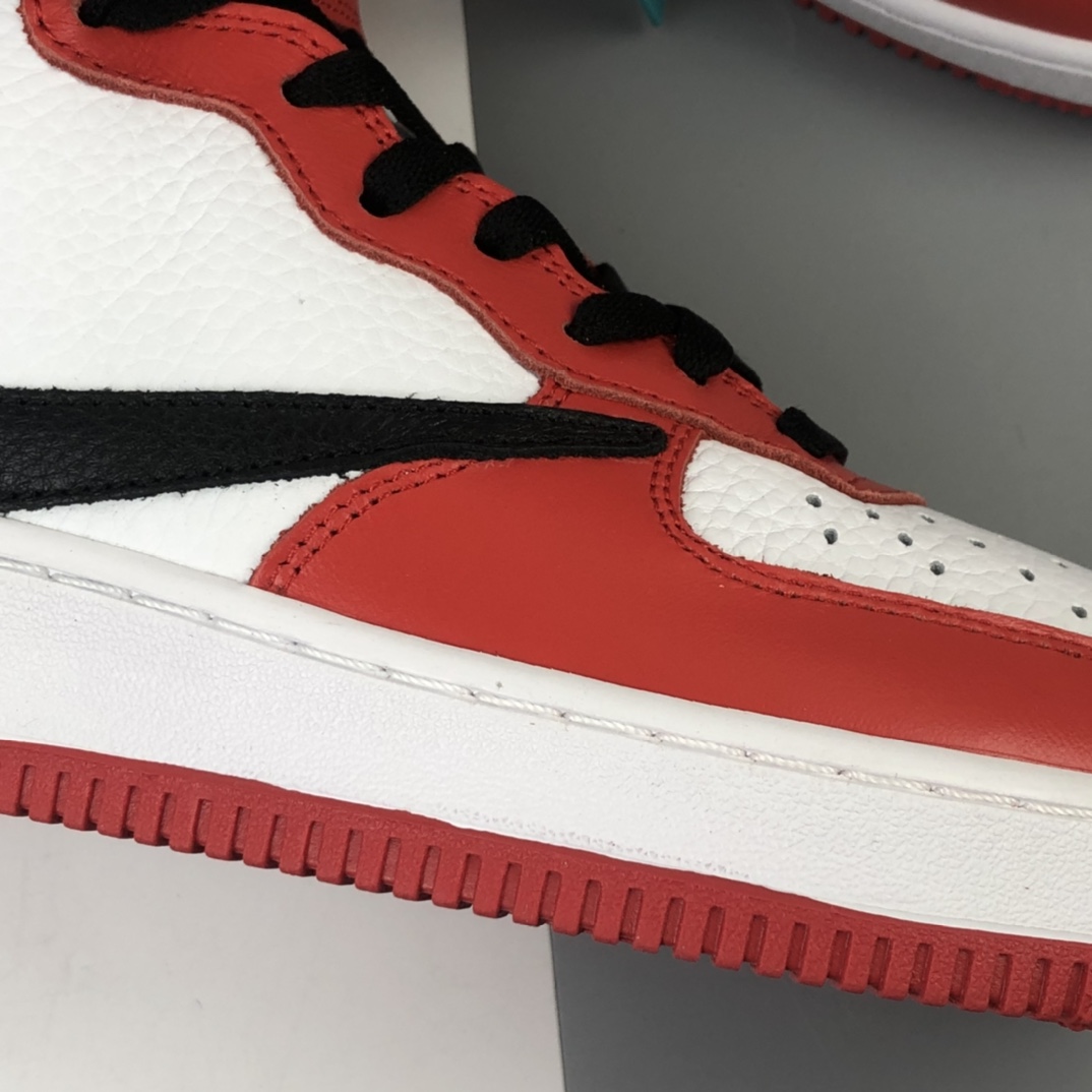 260 Travis Scott x Nike Air Force 1 Mid LV8”Dark Mocha”空军一号经典中帮百搭休闲运动板鞋“反钩白黑红”804609-160