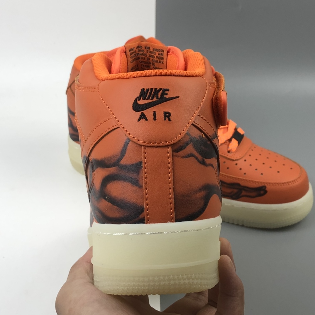 270 Nike Air Force 1 Low Skeleton ”Brilliant Orange”“皮革南瓜花脚骨透视X光”空军一号
