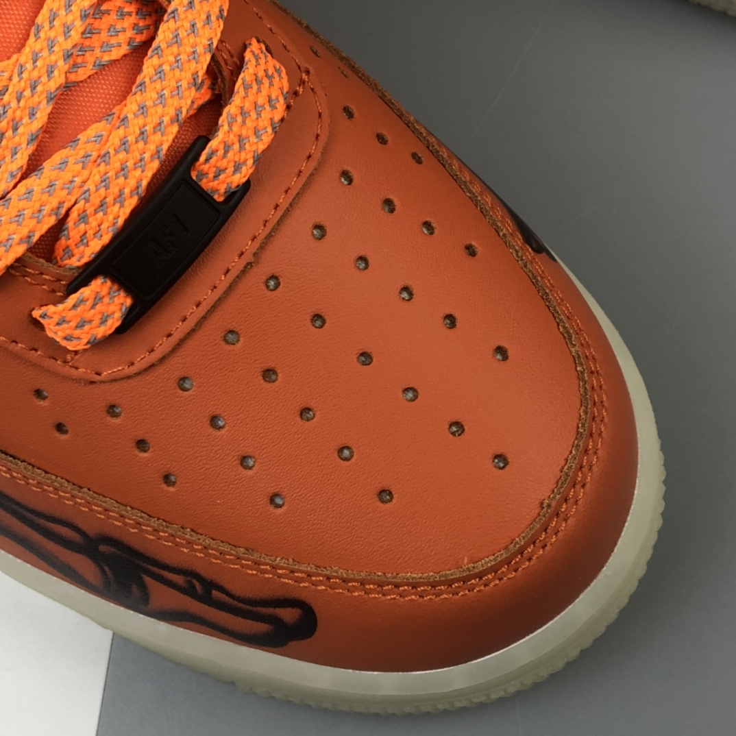 270 Nike Air Force 1 Low Skeleton ”Brilliant Orange”“皮革南瓜花脚骨透视X光”空军一号