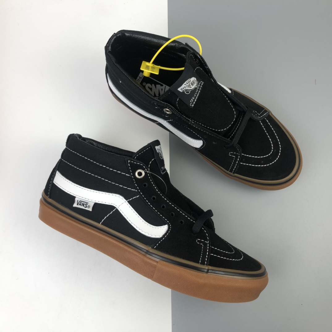 160 Vans Sk8-Mid Black/White 生胶系列中邦职业滑板鞋 VN0A347UY28