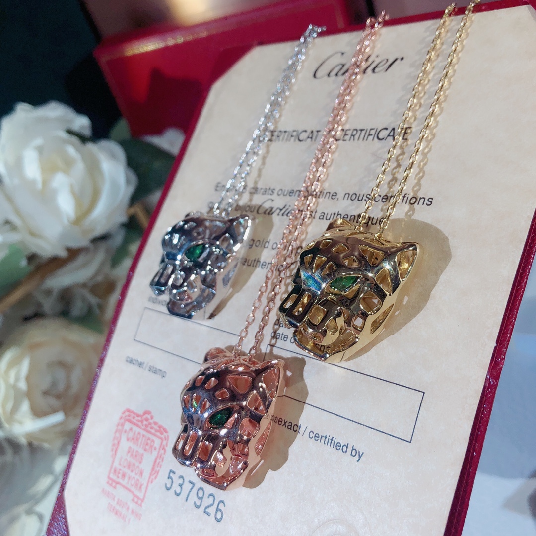Cartier Panther Head Pendant Necklace 18K Gold Plated Sweater Chain 5 i1602426510 2569 5