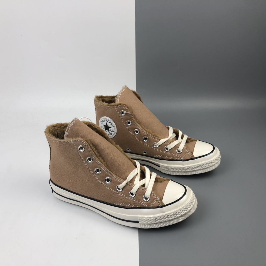 150 Converse 1970S 匡威经典高帮冬季加绒卡其色高帮板鞋 168504M