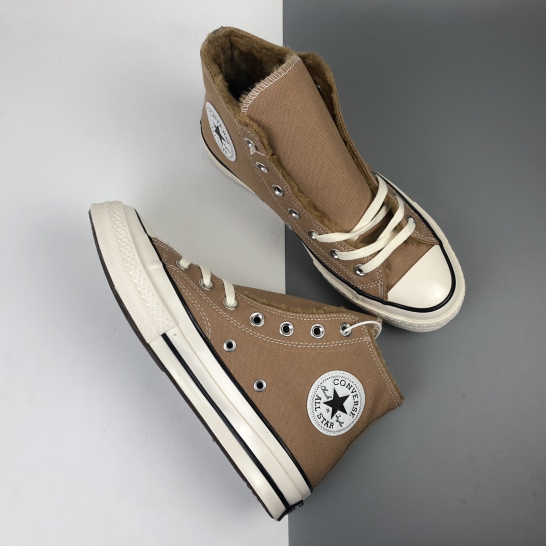 150 Converse 1970S 匡威经典高帮冬季加绒卡其色高帮板鞋 168504M