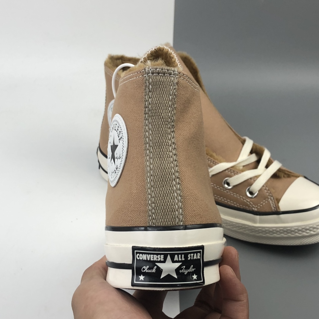 150 Converse 1970S 匡威经典高帮冬季加绒卡其色高帮板鞋 168504M