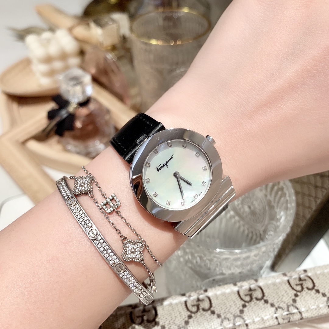 5423523 Firagmu-Ferragamo-F50, Swiss stone core, sapphire face. Beautiful! The silk belt is soft and thin - 图片 1