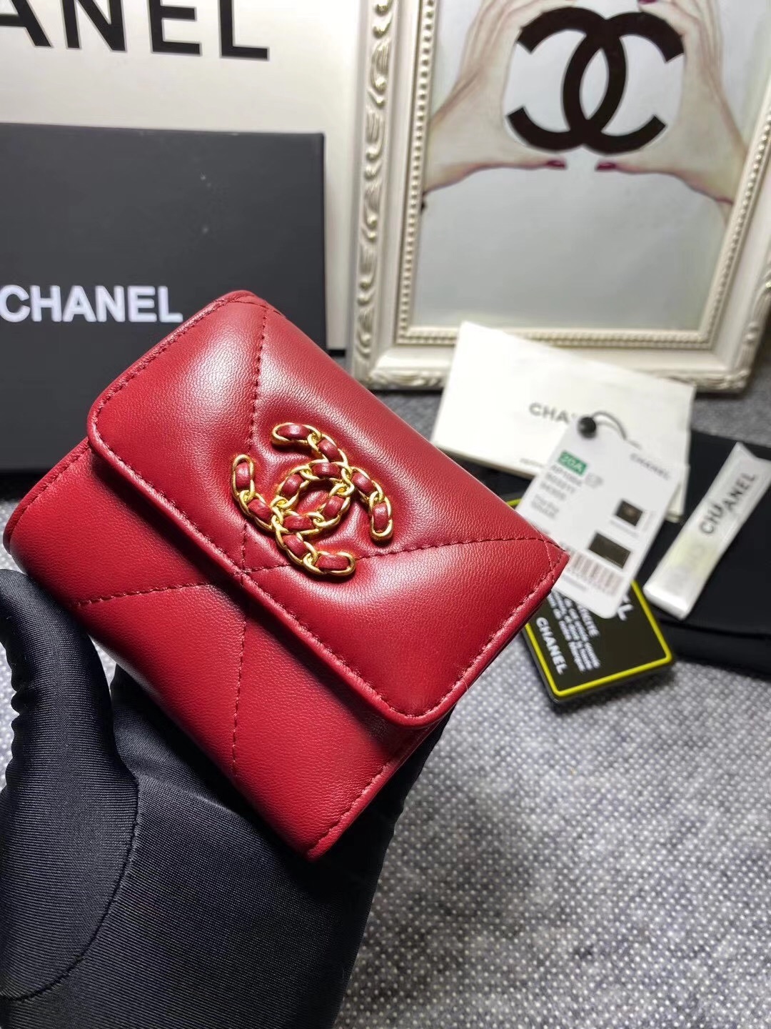 Chanel 19K Super-Heavy Diamond Stripe Chain Wallet AP0794, Size 9.3*10.6*3💰270 - 图片 4