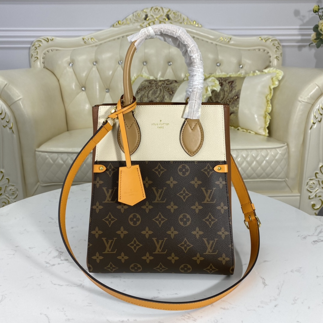 Louis Vuitton Handbags Tote Bags Black Yellow Monogram Canvas Calfskin Cowhide M45376