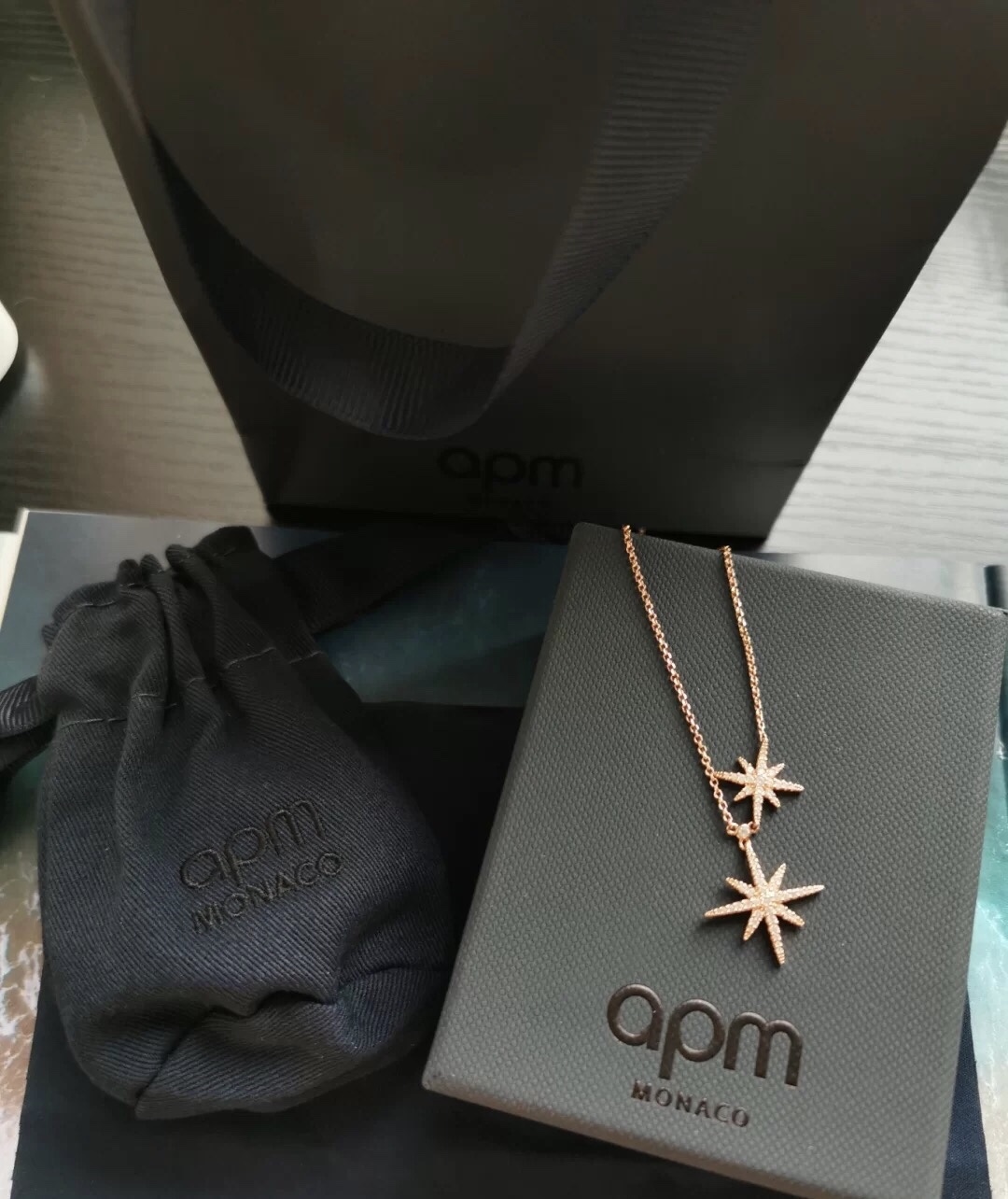 NO:104376,Apm double hexagram necklace material s925 silver, counter one to one steel stamped chain, telescopic adjustable chain length, Apm necklace, necklace19860909Apm双六芒星项链 材质s925银,专柜一比一 钢印扣链,伸缩可调节链长,Apm项链,necklace,Jewelry