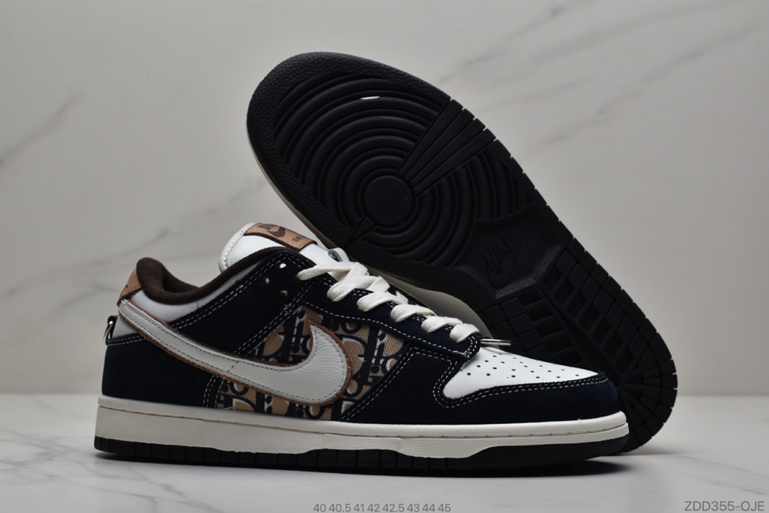 230 公司级耐克Nike SB Dunk Low x Dior 迪奥提花联名 扣篮系列复古低帮休闲运动滑板板鞋BQ6817-002