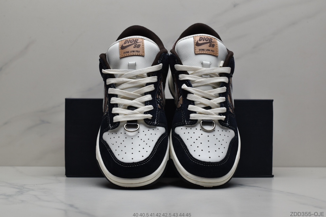 230 公司级耐克Nike SB Dunk Low x Dior 迪奥提花联名 扣篮系列复古低帮休闲运动滑板板鞋BQ6817-002