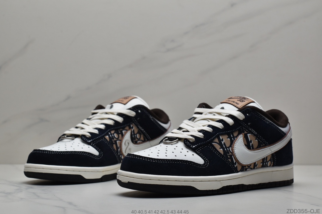 230 公司级耐克Nike SB Dunk Low x Dior 迪奥提花联名 扣篮系列复古低帮休闲运动滑板板鞋BQ6817-002