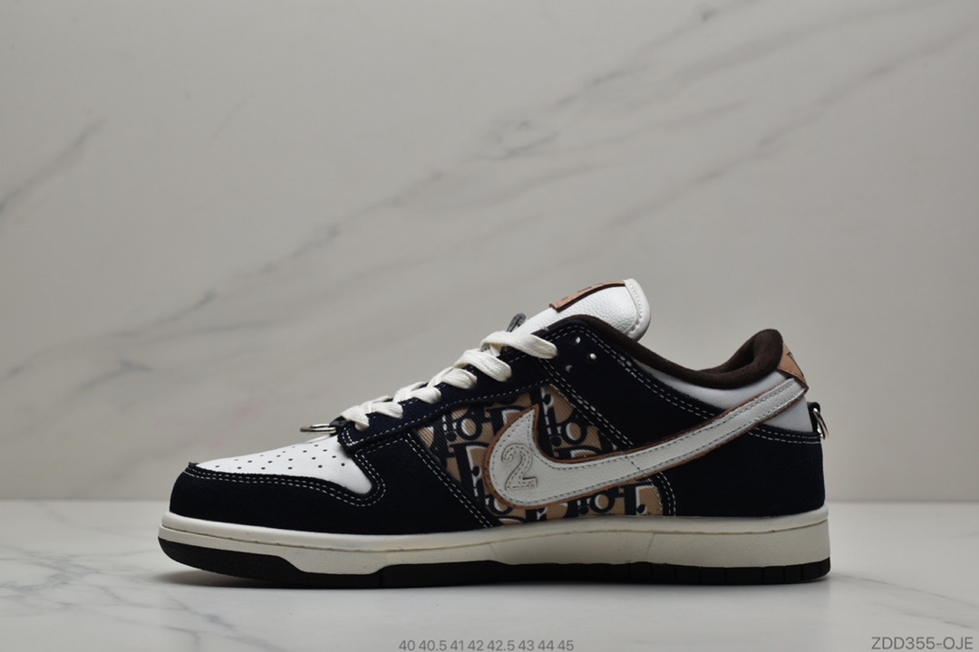 230 公司级耐克Nike SB Dunk Low x Dior 迪奥提花联名 扣篮系列复古低帮休闲运动滑板板鞋BQ6817-002