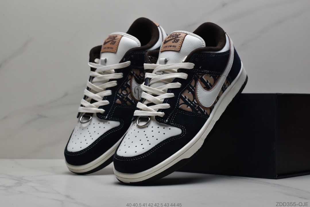 230 公司级耐克Nike SB Dunk Low x Dior 迪奥提花联名 扣篮系列复古低帮休闲运动滑板板鞋BQ6817-002