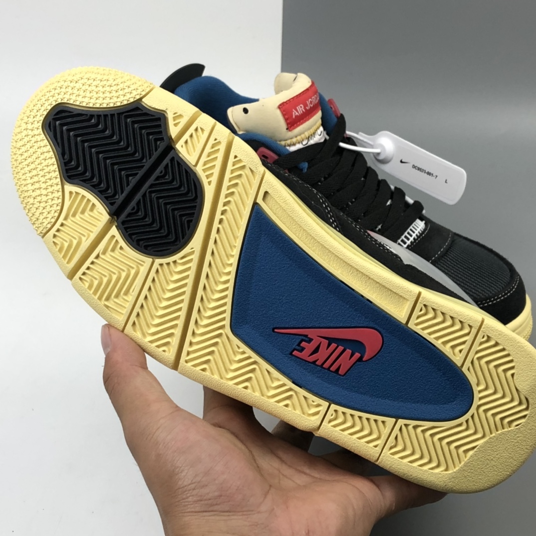 420 洛杉矶知名店铺Union LA x Nike Air Jordan 4 Retro SP”Off Noir”迈克尔·乔丹AJ4代中帮复古休闲运动文化篮球鞋“骑士黑蓝红棕黄”DC9533-001