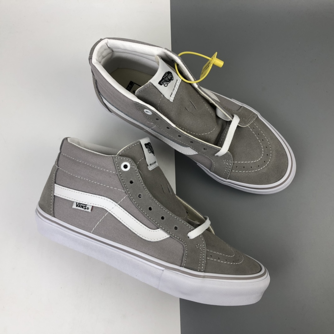 160 Vans SK8-Mid Black/White PRO系列灰色中帮职业滑板鞋 VN0A347UV58