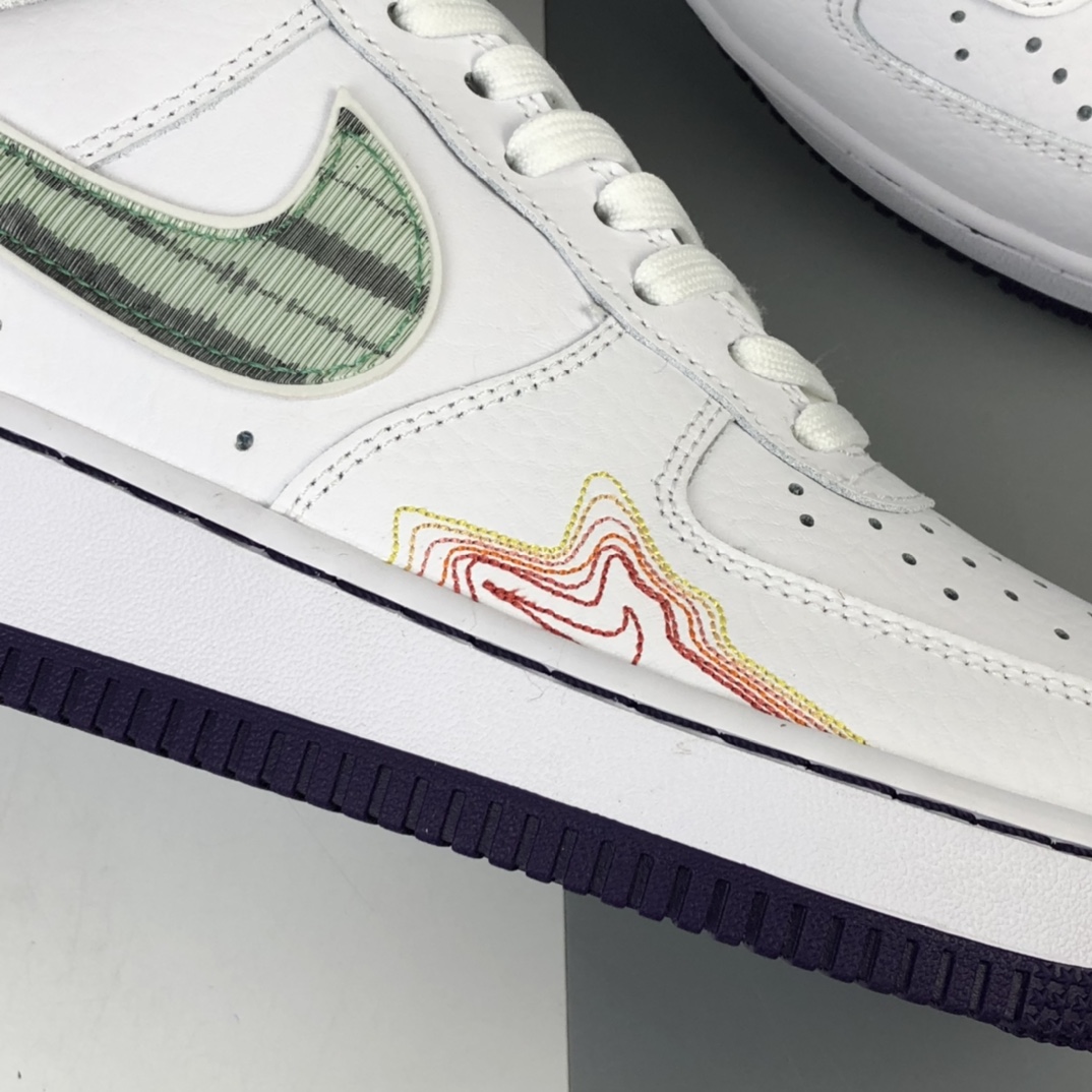 200 Nike Air Force 1 空军一号白低帮运动休闲板鞋 鸳鸯炫彩线勾 CW6015-100