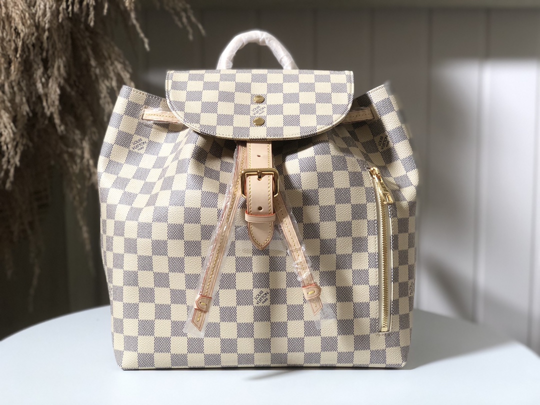 Louis Vuitton LV Sperone Bags Backpack Damier Azur Canvas Fashion N41578
