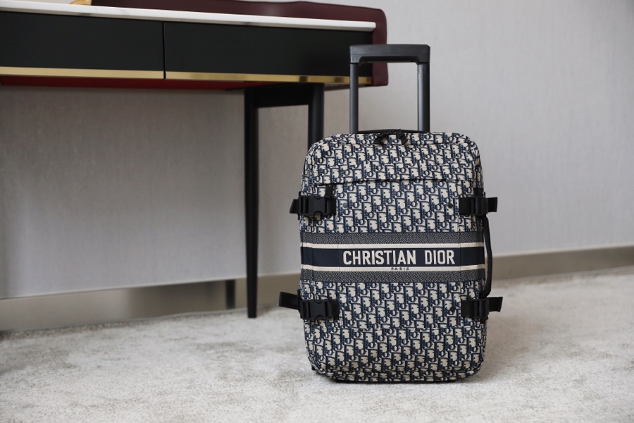 Dior Bags Trolley Case Blue Canvas Oblique