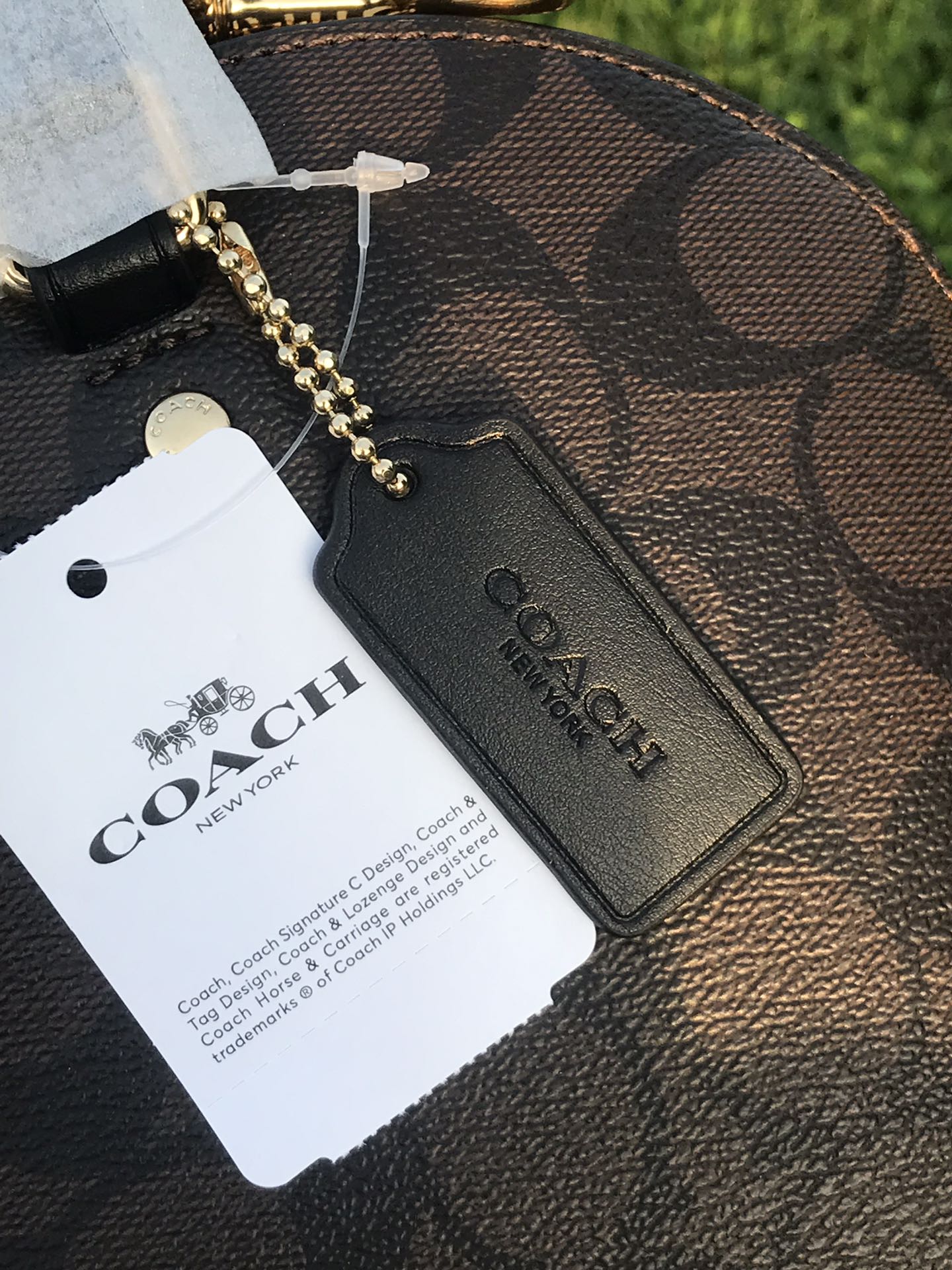 Coach ～C家 F27583棕色 coach女士PVC配牛皮斜挎手提