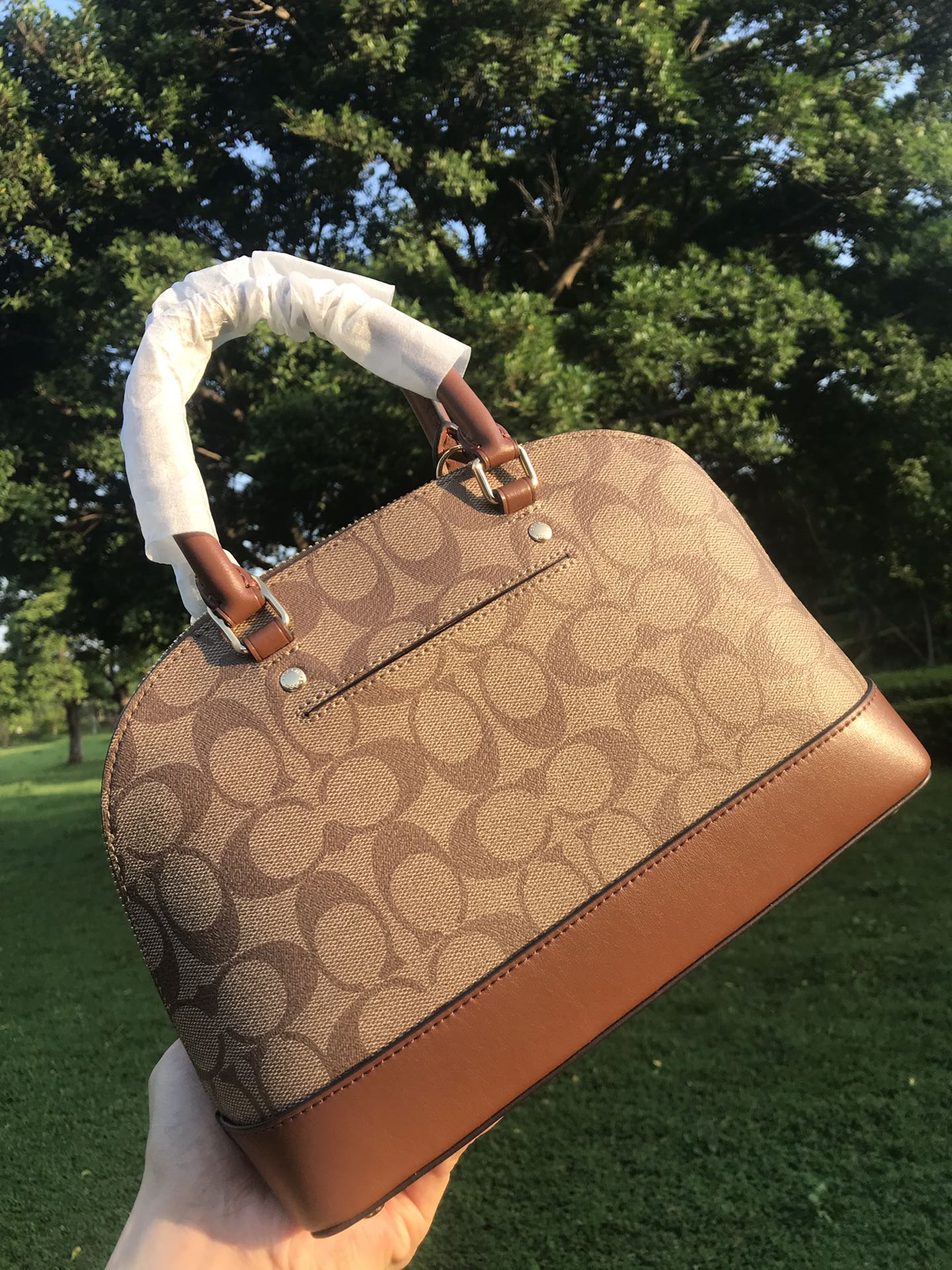 Coach ～C家 F27583棕色 coach女士PVC配牛皮斜挎手提