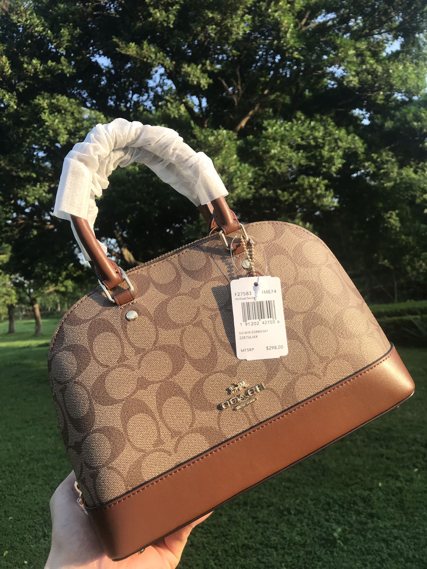 Coach ～C家 F27583棕色 coach女士PVC配牛皮斜挎手提