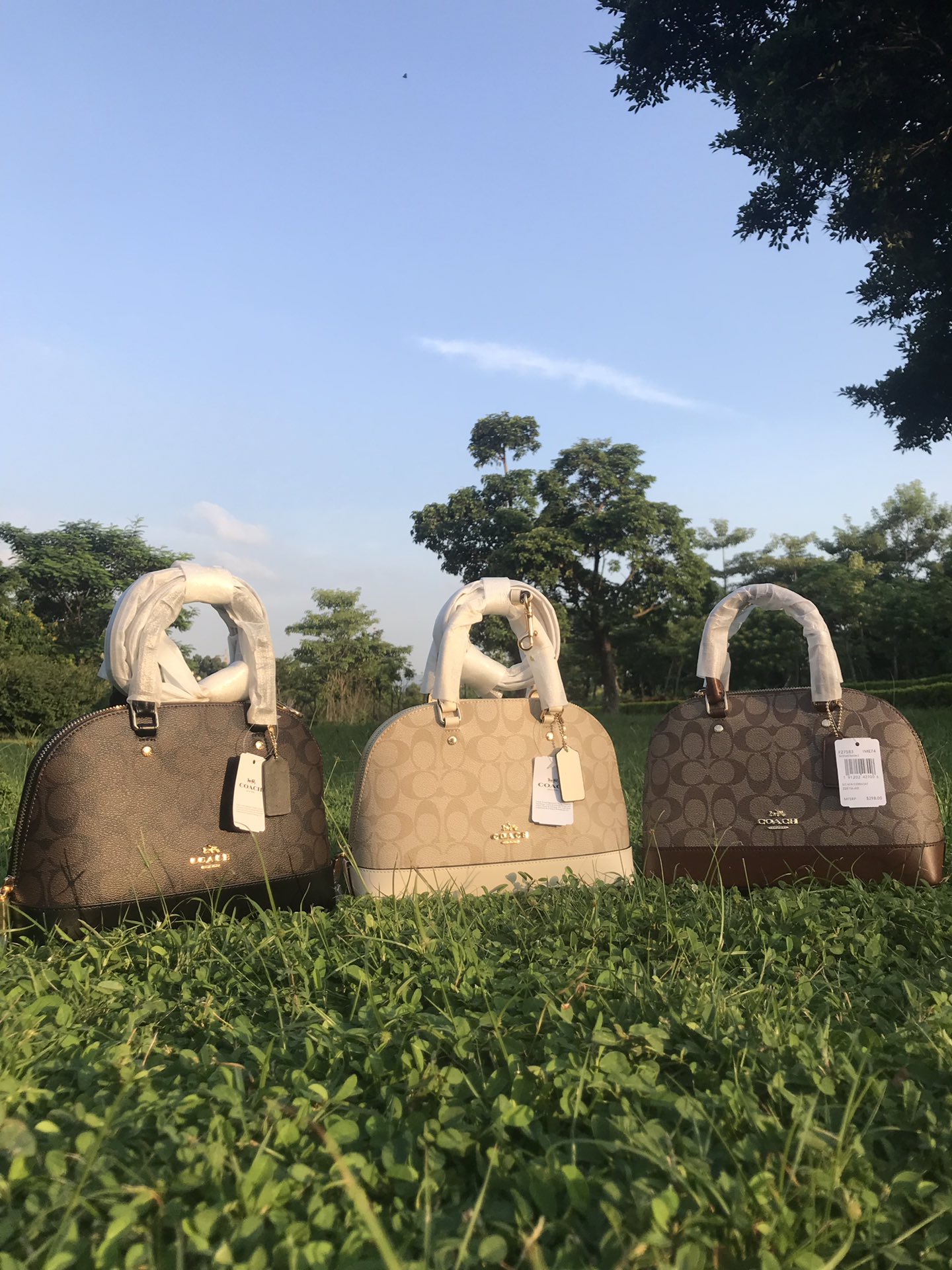 Coach ～C家 F27583棕色 coach女士PVC配牛皮斜挎手提