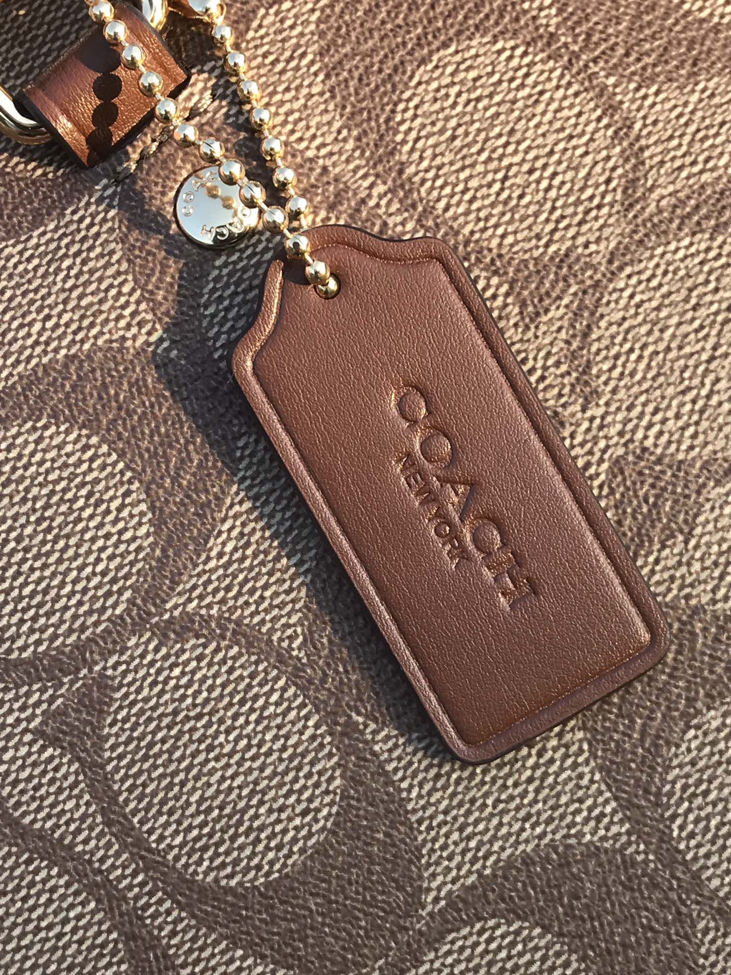 Coach ～C家 F27583棕色 coach女士PVC配牛皮斜挎手提
