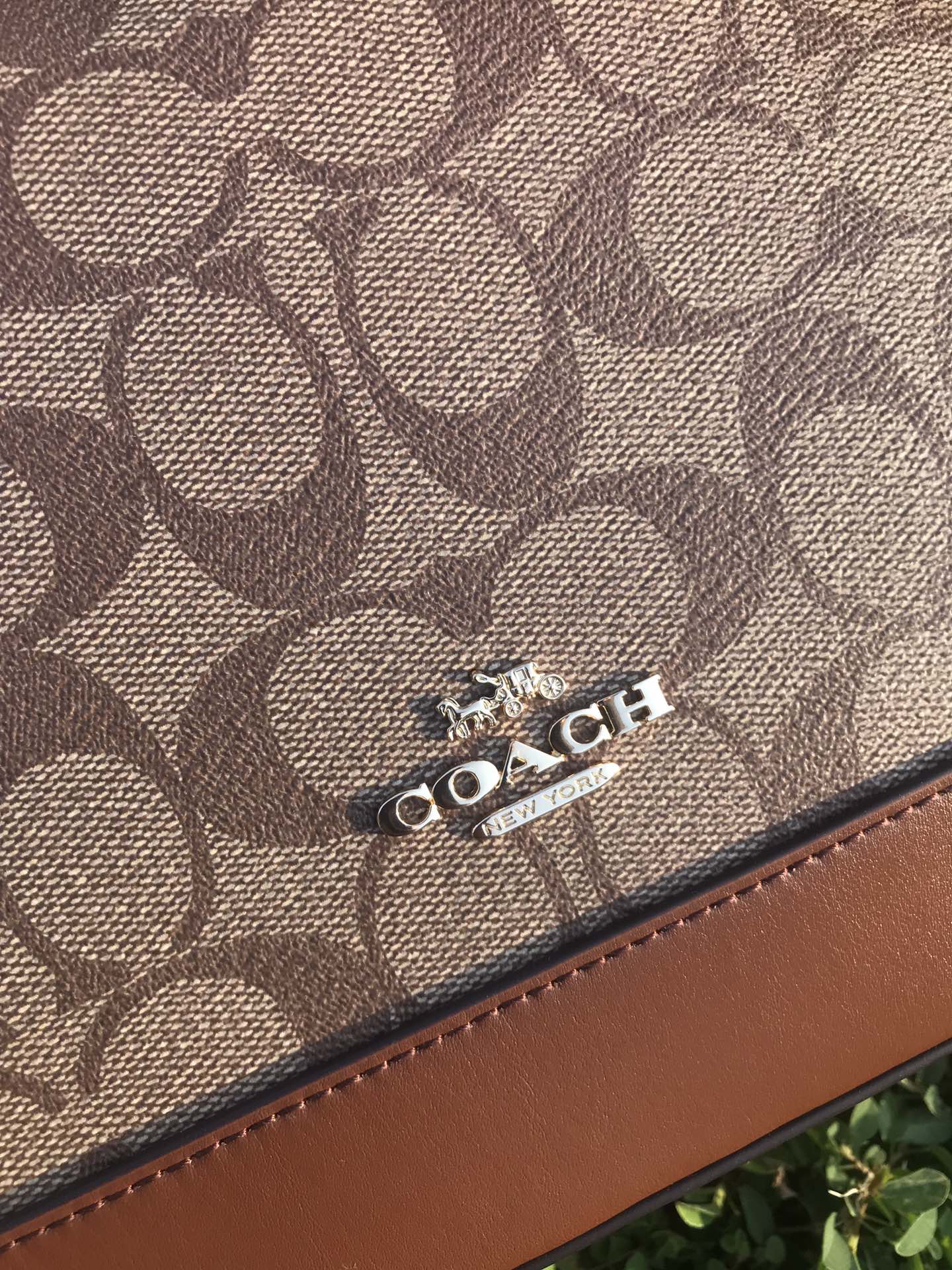 Coach ～C家 F27583棕色 coach女士PVC配牛皮斜挎手提