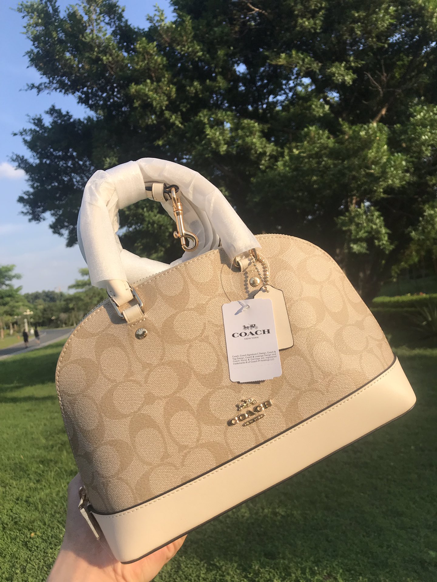 Coach ～C家 F27583棕色 coach女士PVC配牛皮斜挎手提