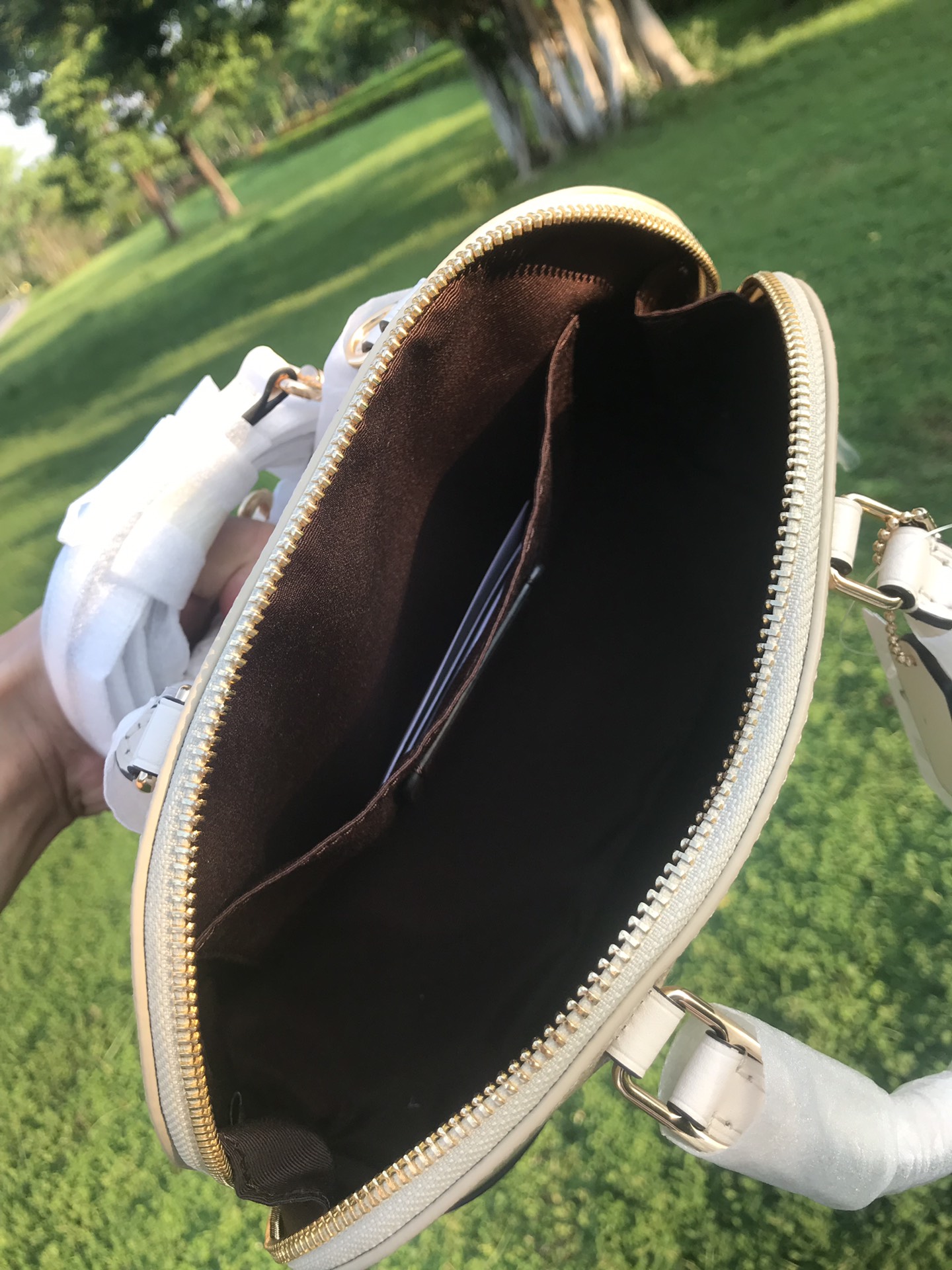 Coach ～C家 F27583棕色 coach女士PVC配牛皮斜挎手提