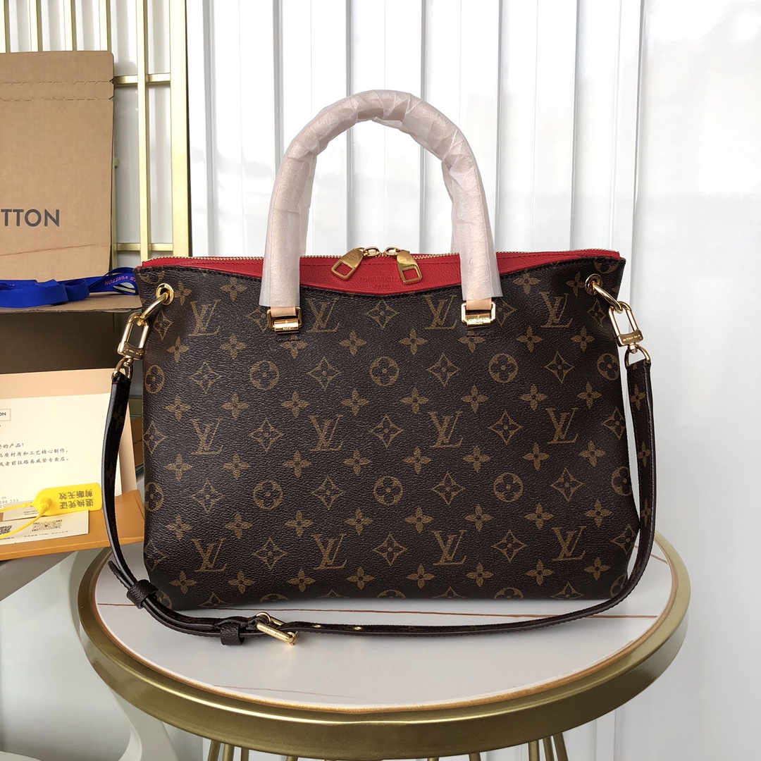 First Top
 Louis Vuitton Bags Handbags Red All Steel Monogram Canvas Calfskin Cowhide Fashion M40906