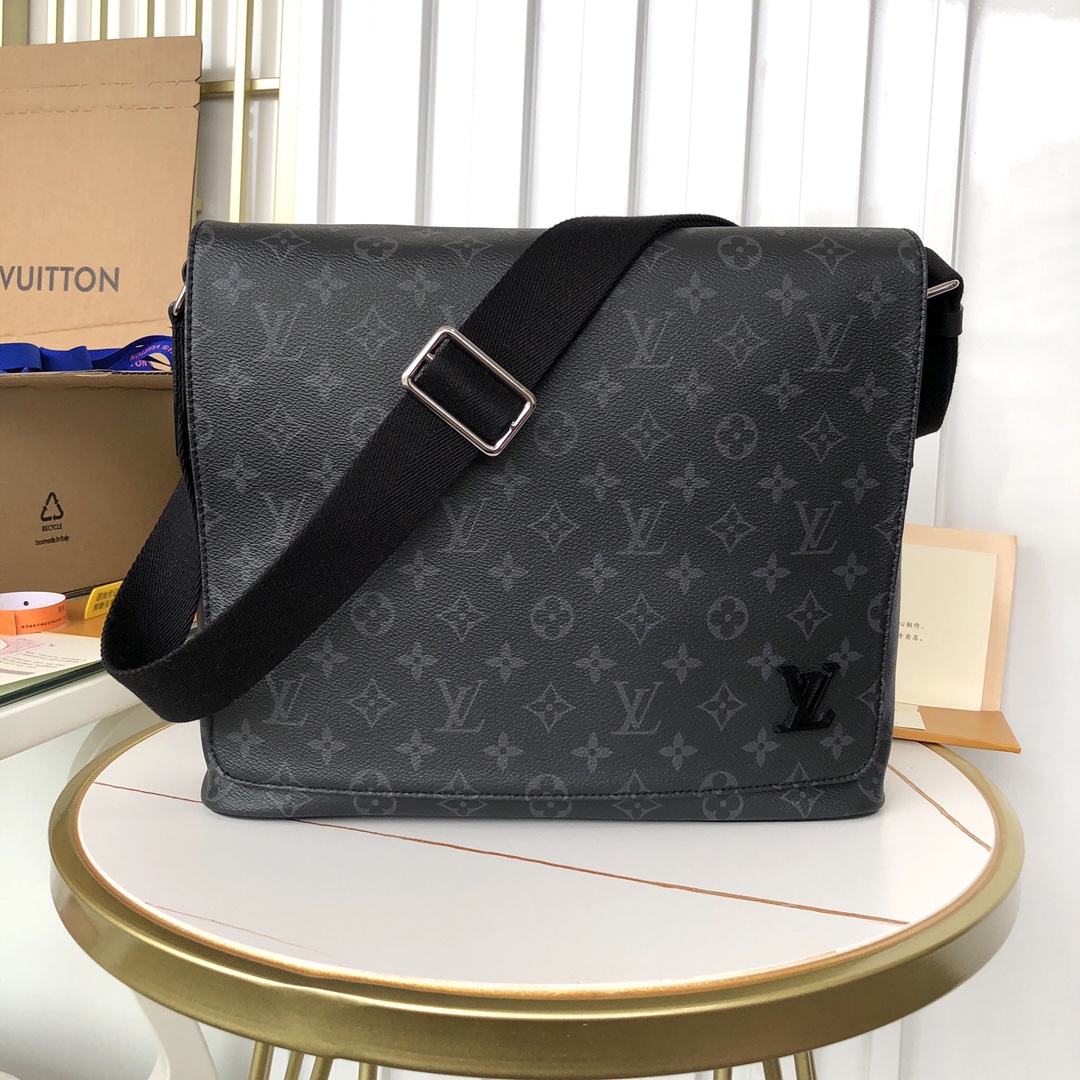 Louis Vuitton Crossbody & Shoulder Bags Black Men Monogram Eclipse Calfskin Canvas Cowhide Casual M44001