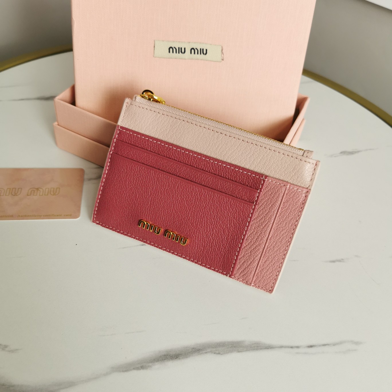 MIUMIU缪缪马德拉斯山羊皮配羊皮内里新款卡包5MC446