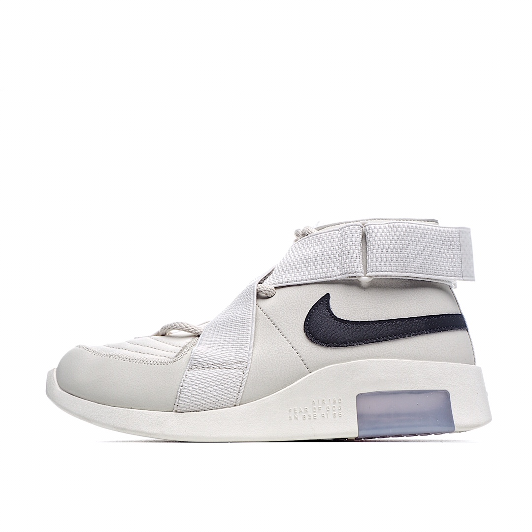 I5 NIKE Air Fear Of God FOG “Fear Of God” 恐惧上帝 中帮简版帆布交叉绑带 原档数据尖端开发 网面与水染牛皮打造鞋身 机能风交叉魔术贴绑带 后掌冰蓝可视真实zoom Air 气垫科技 原装橙色抽拉礼盒
