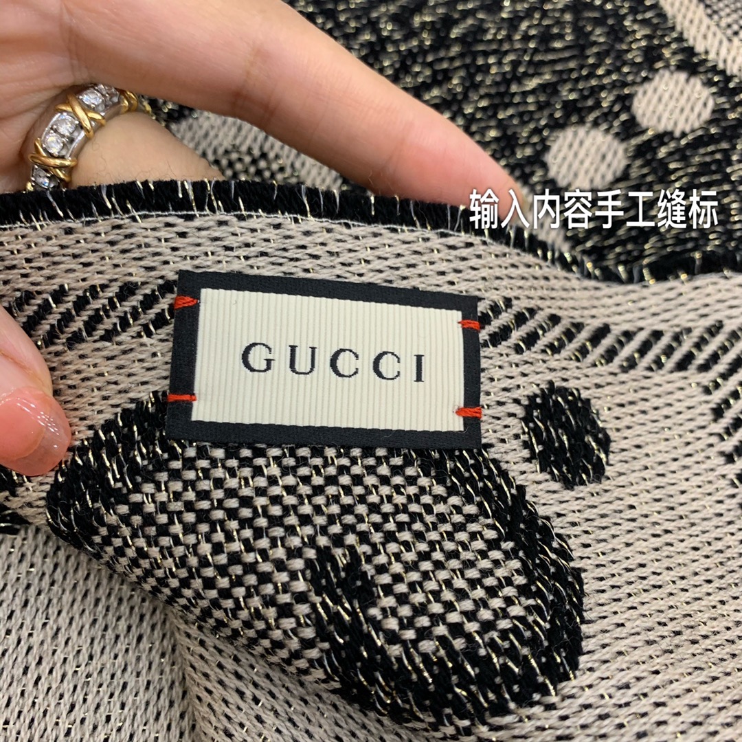 GUCCI古驰𝐺𝐺字母交织提花围巾598993