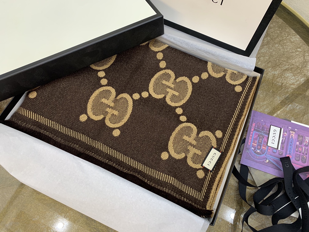 GUCCI古驰𝐺𝐺字母交织提花围巾598993