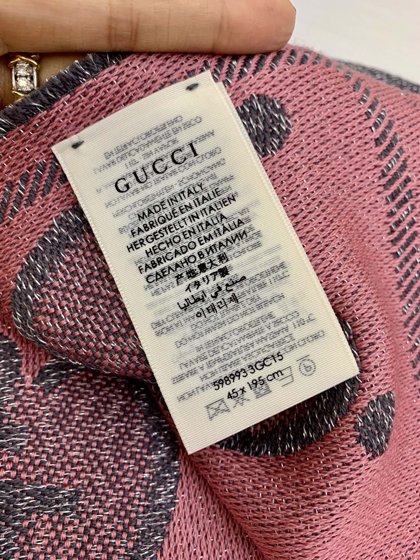 GUCCI古驰𝐺𝐺字母交织提花围巾598993