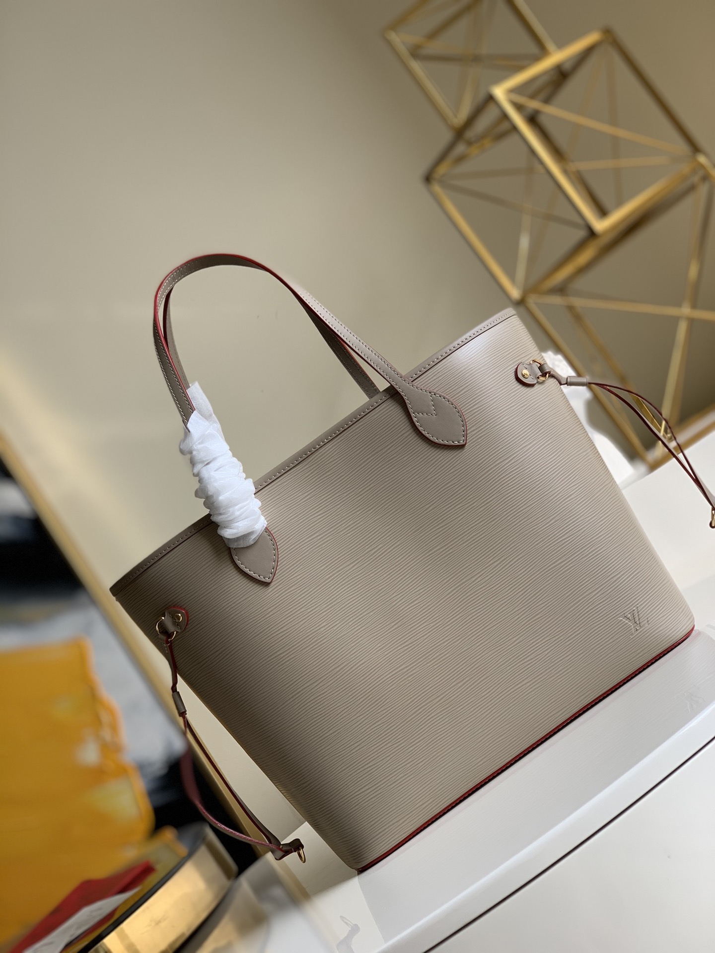 Louis Vuitton LV Neverfull Handbags Tote Bags Khaki Epi Fashion M54185