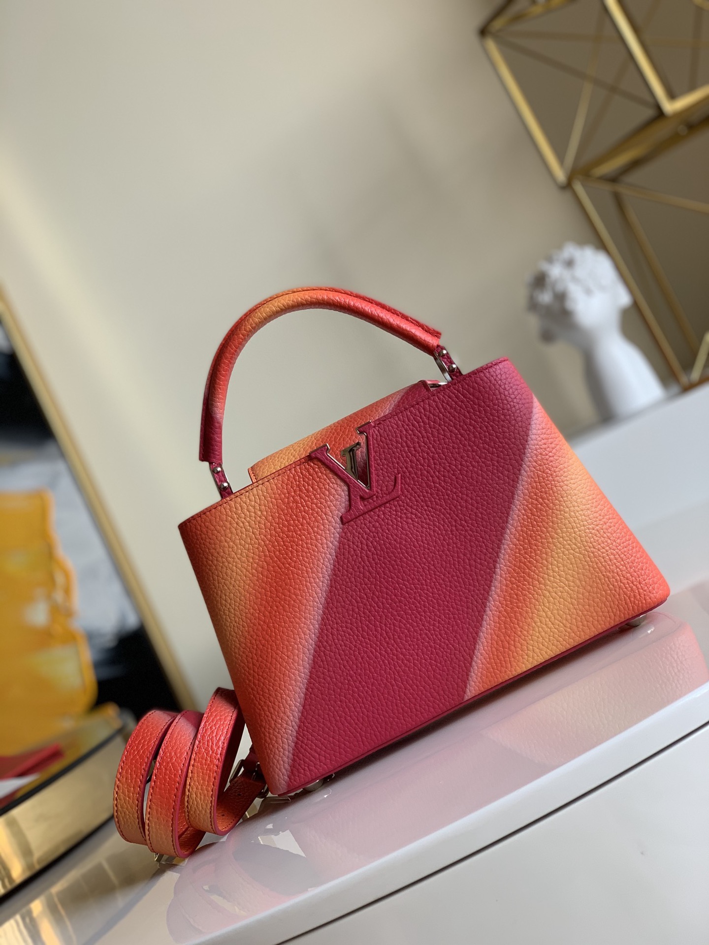 Louis Vuitton LV Capucines Bags Handbags Orange Red Taurillon Calfskin Cowhide Winter Collection M55374