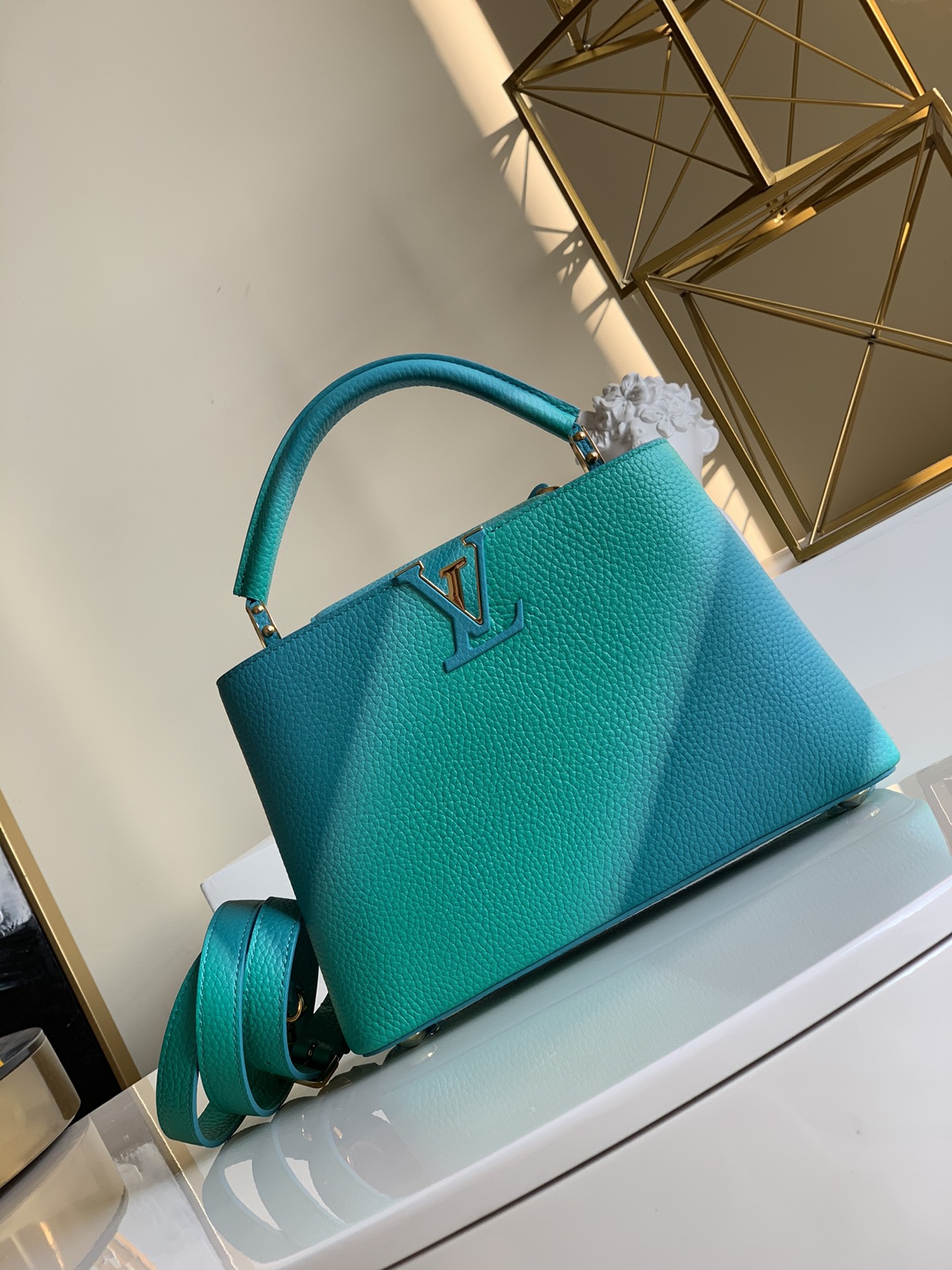 Louis Vuitton LV Capucines Bags Handbags Blue Green Taurillon Calfskin Cowhide Winter Collection M55374